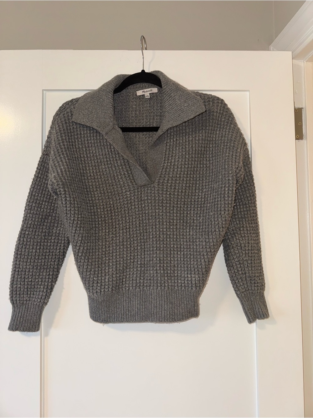 Madewell Gray Knit Pullover Sweater with Collar